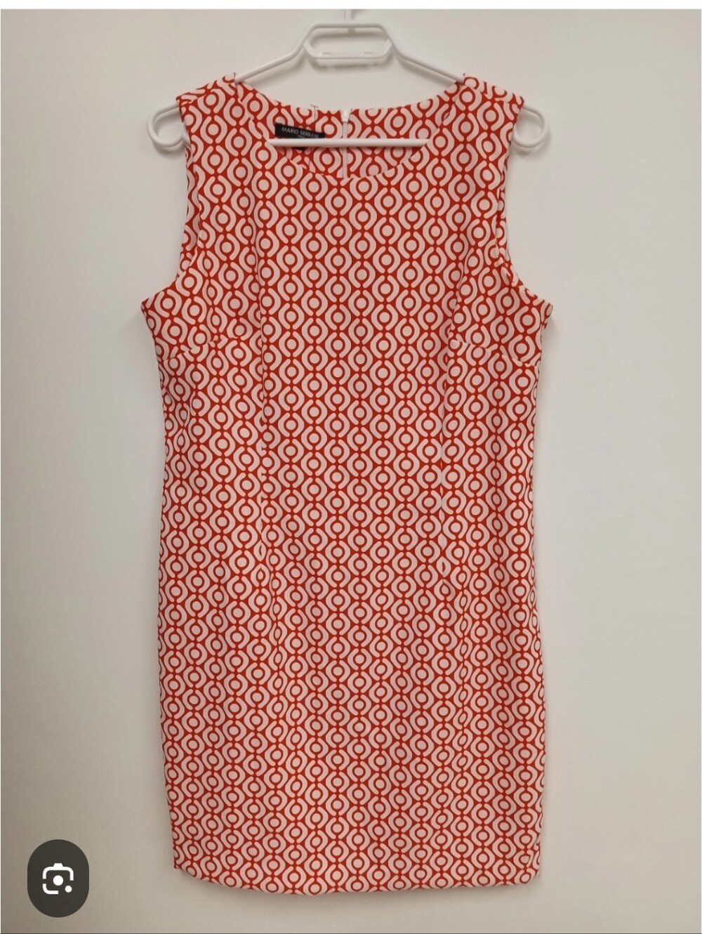 Nwt Mario Serrani Red and White Geometric Sleeveless Shift Dress Xl
